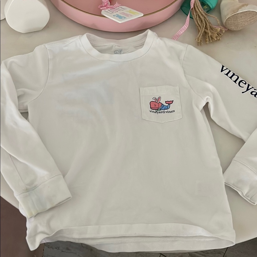 Vineyard Vines Kids 🐣 EASTER 🐰 size 6 White Long Sleeve Shirt